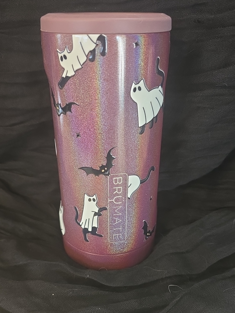 Brumate Custom Halloween Slim Holographic Cat & Bat Insulated Tumbler